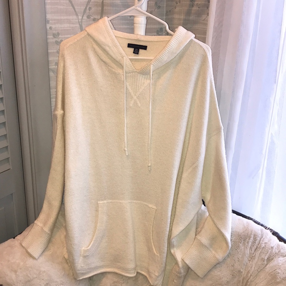 Woven Cream Hooded Sweater